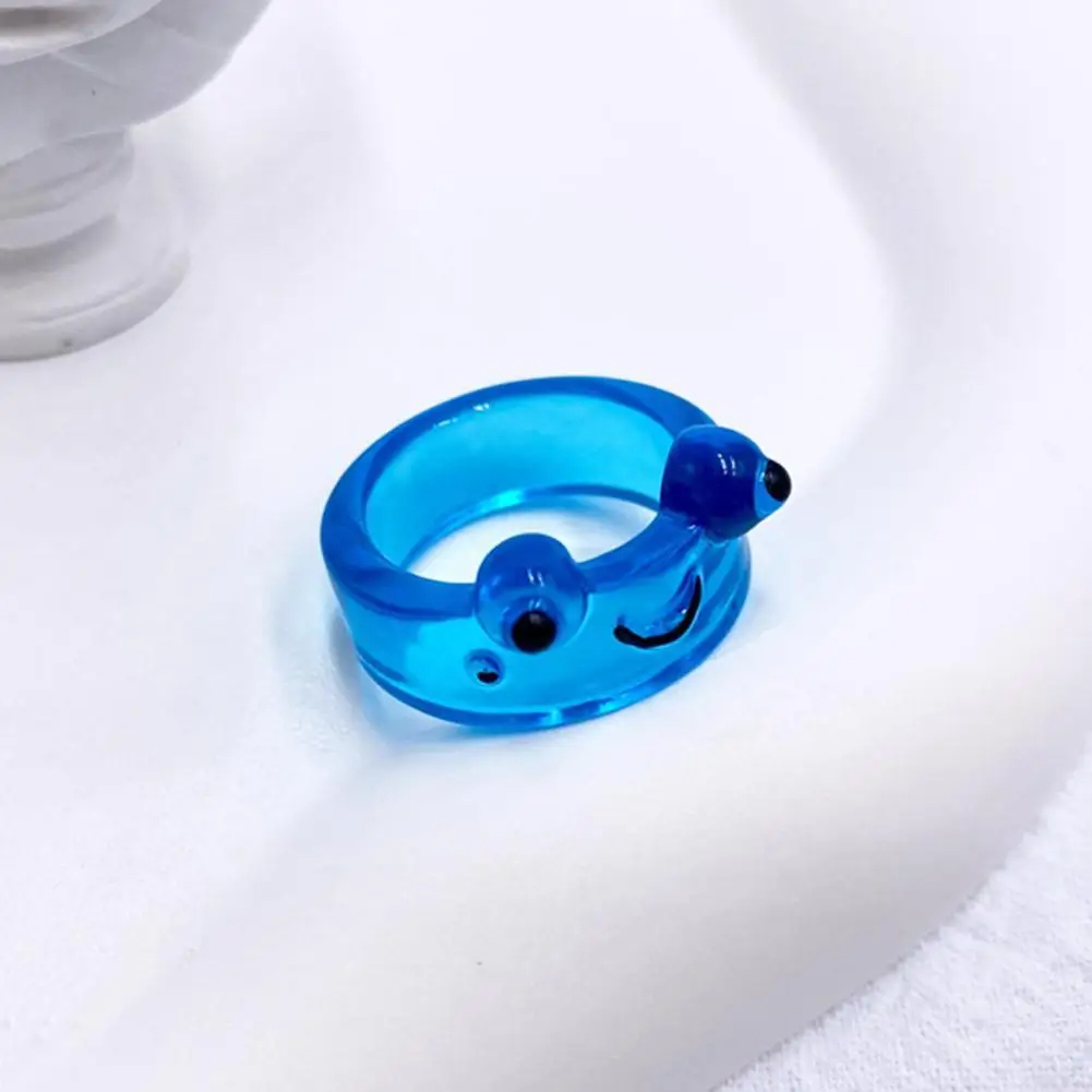 4Pcs/Set Korean Cute Colorful Transparent Resin Frog Rings - frog-ring.com